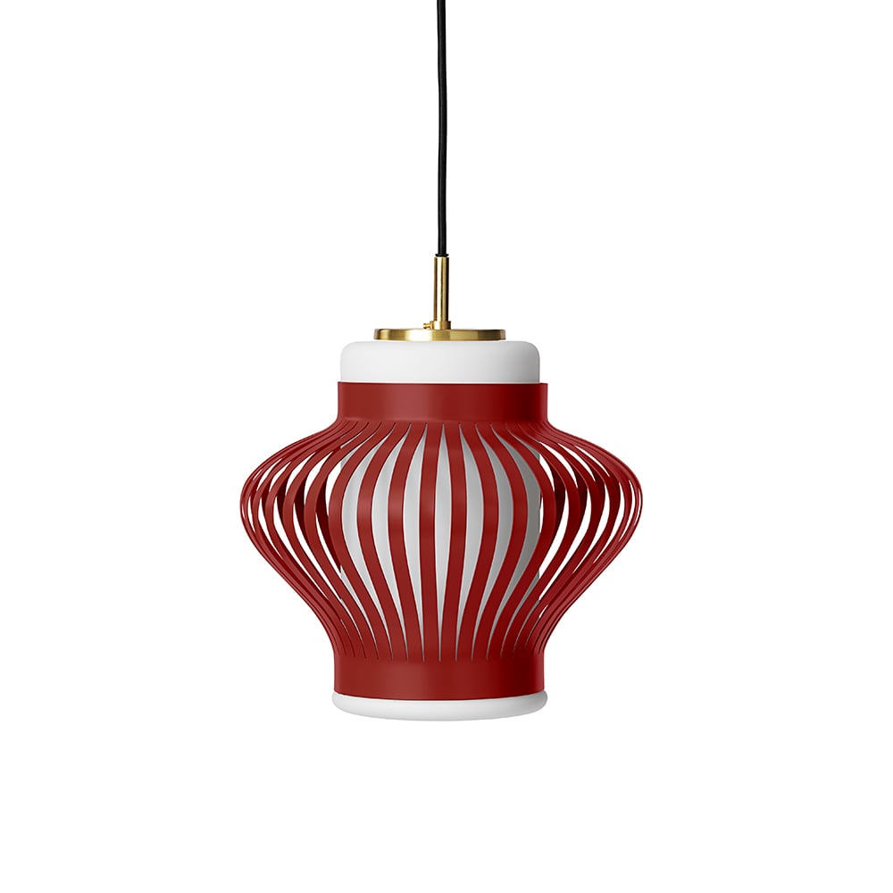 Warm Nordic Opal Lamella hanglamp red grape, gezandstraald opaalglas