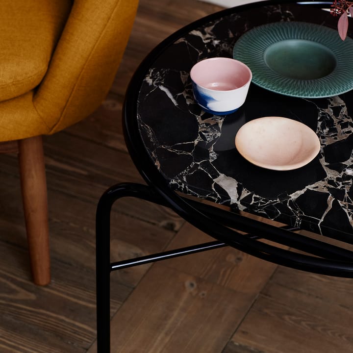 Secant salontafel marmer Ø60 cm, Black-gold Warm Nordic