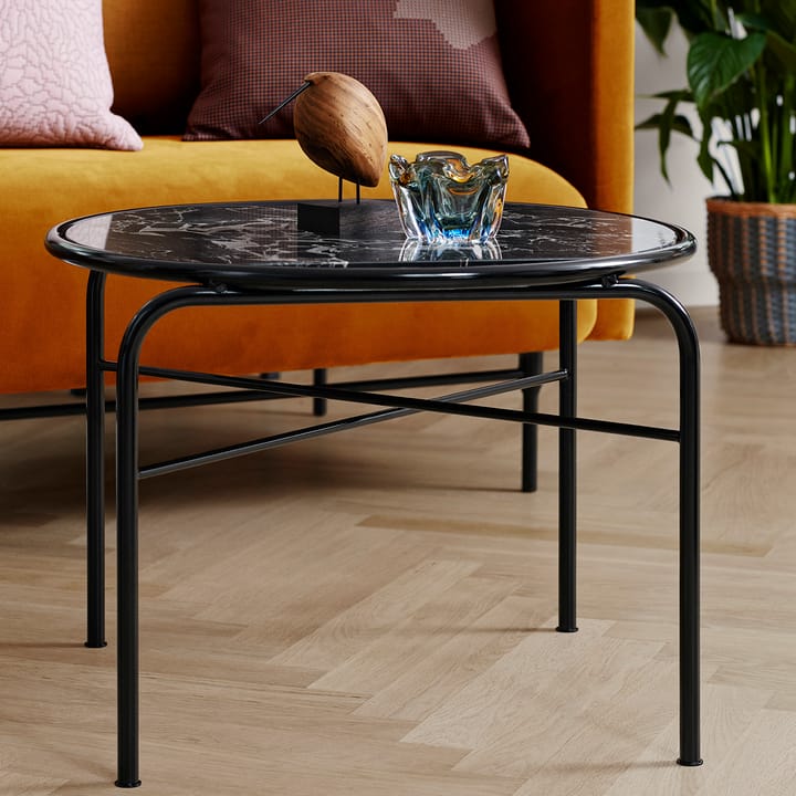 Secant salontafel marmer Ø60 cm, Black-gold Warm Nordic