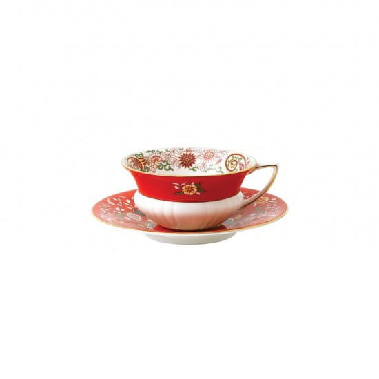 Wonderlust theekop met schotel - crimson jewel - Wedgwood