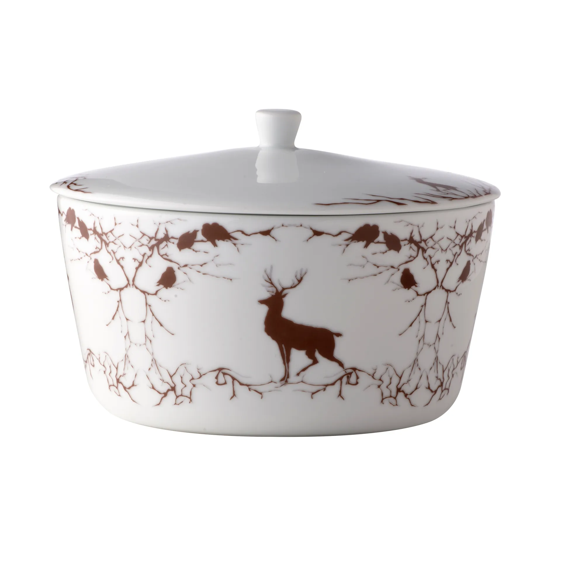 Alveskog serveerterrine met deksel, Wit-bruin Wik & Walsøe