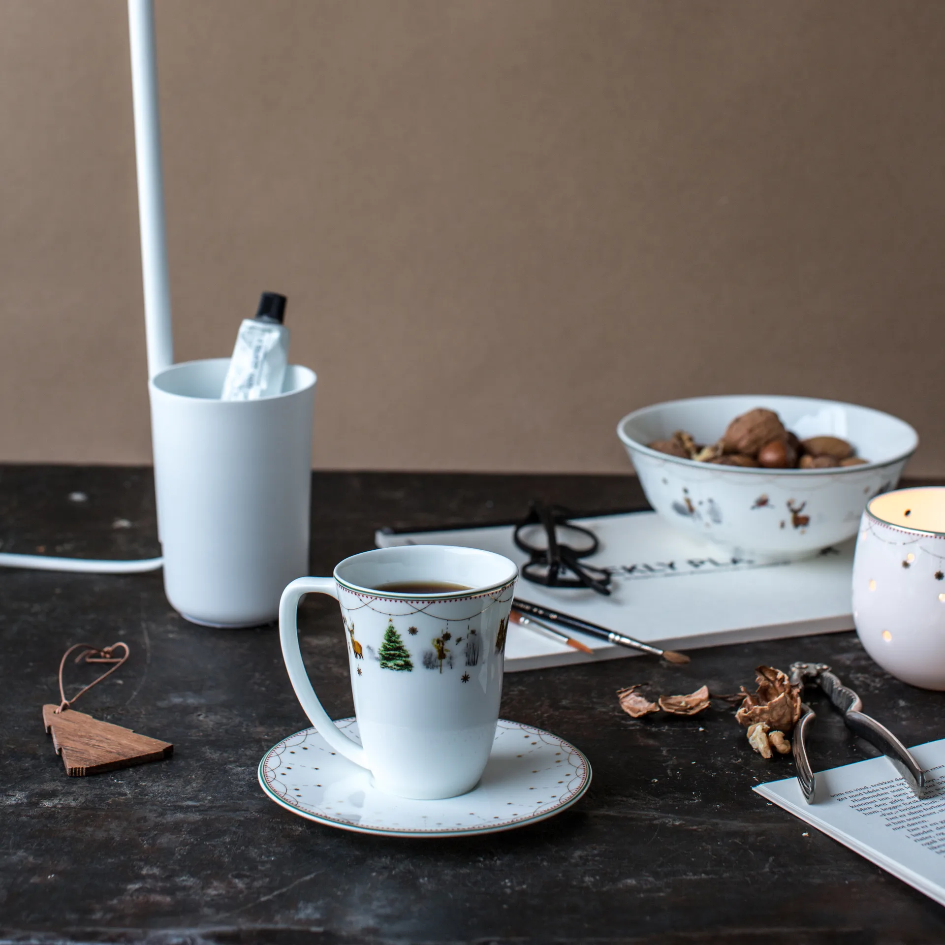 Julemorgen kop en schotel 20 cl., wit Wik & Walsøe