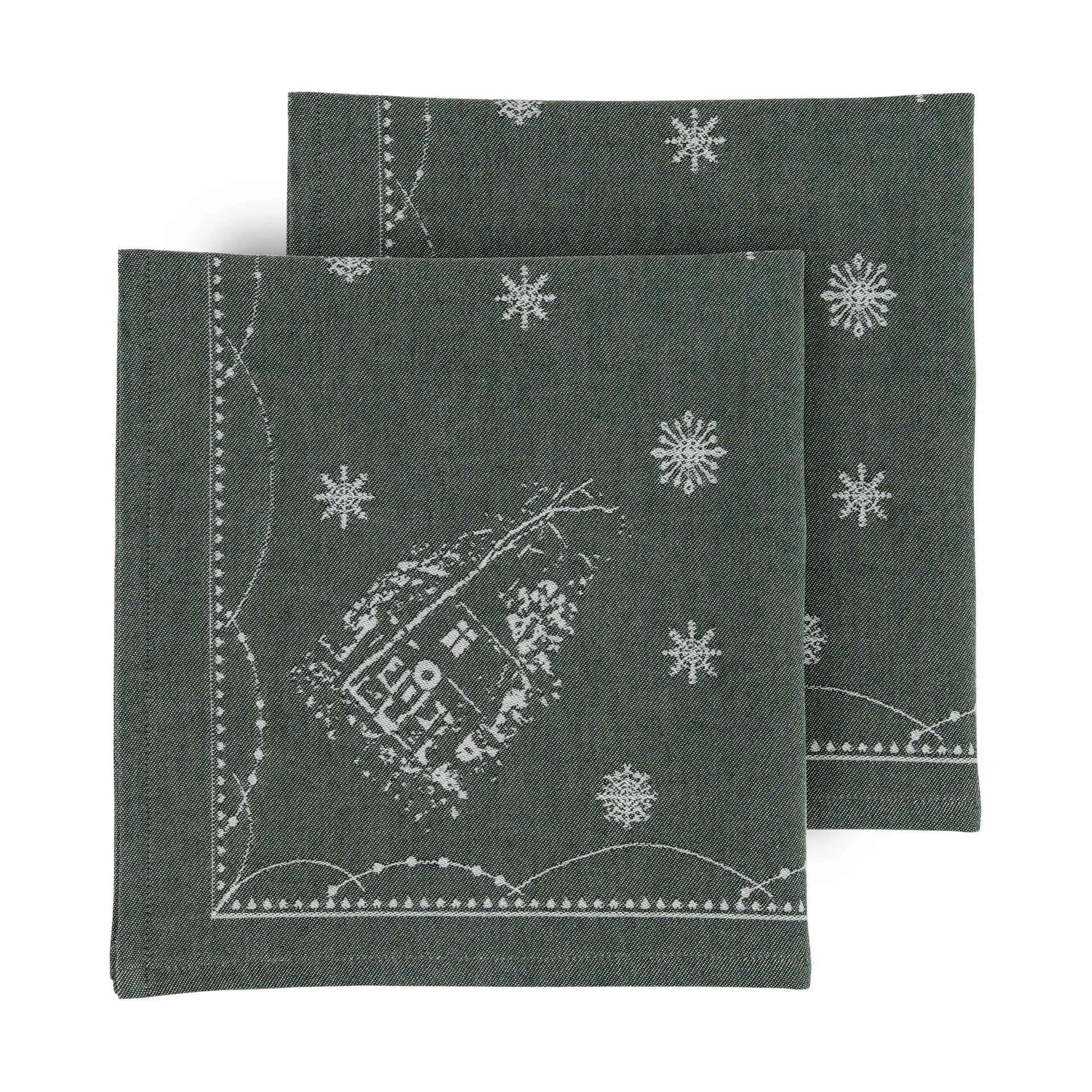 Julemorgen stoffen servet 45x45 cm 2-pack, Wit-groen Wik & Walsøe