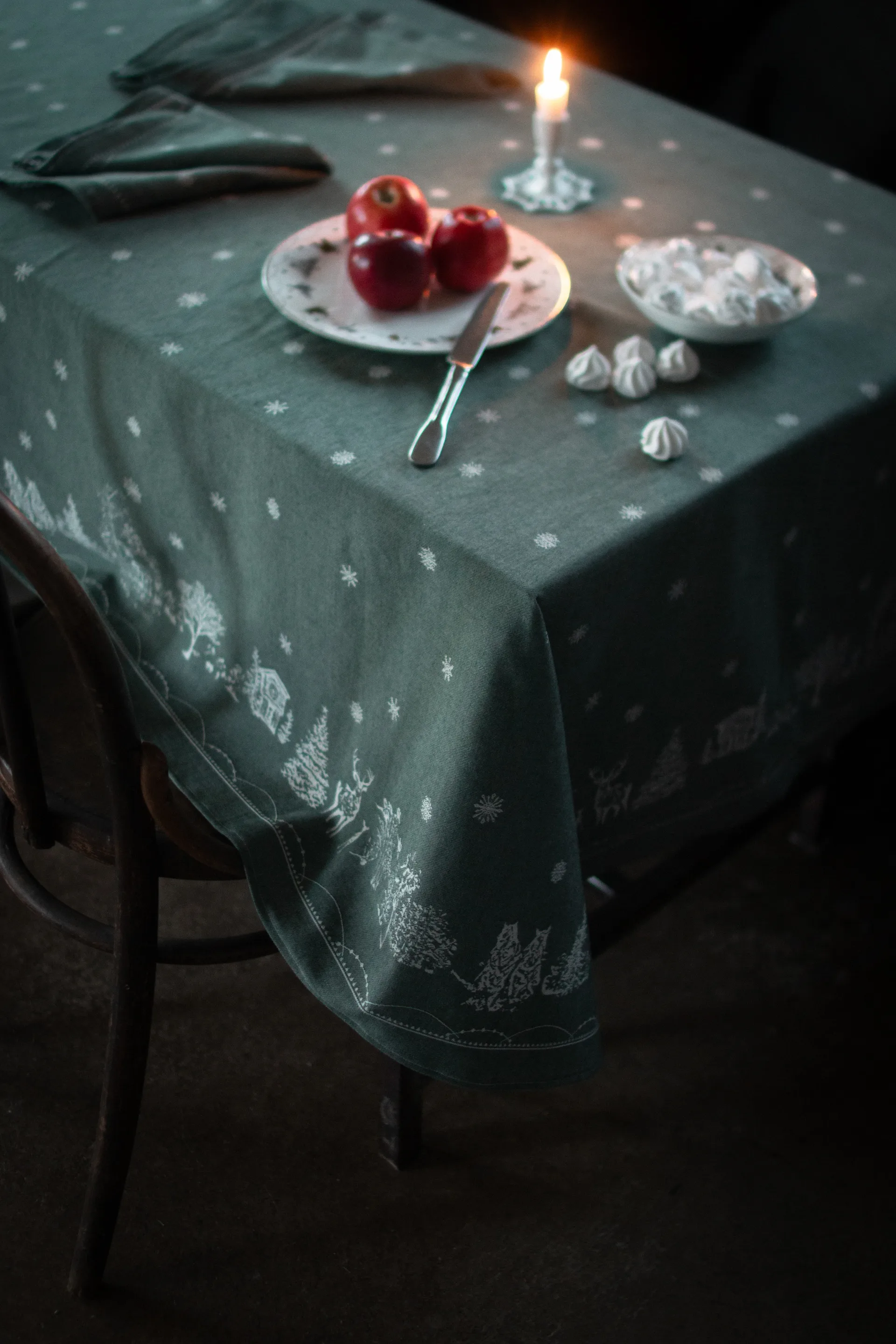 Julemorgen stoffen servet 45x45 cm 2-pack, Wit-groen Wik & Walsøe