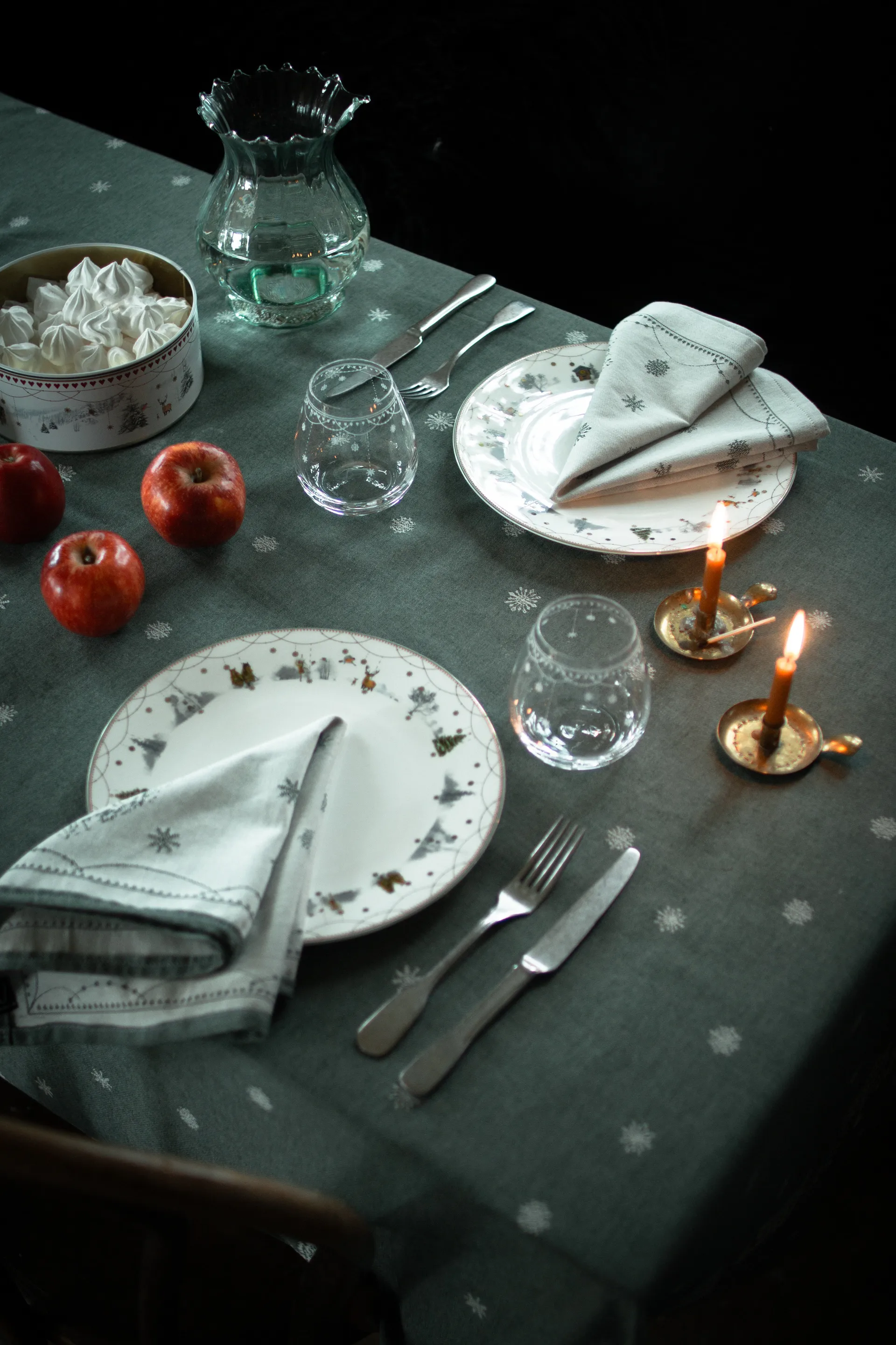 Julemorgen stoffen servet 45x45 cm 2-pack, Wit-groen Wik & Walsøe