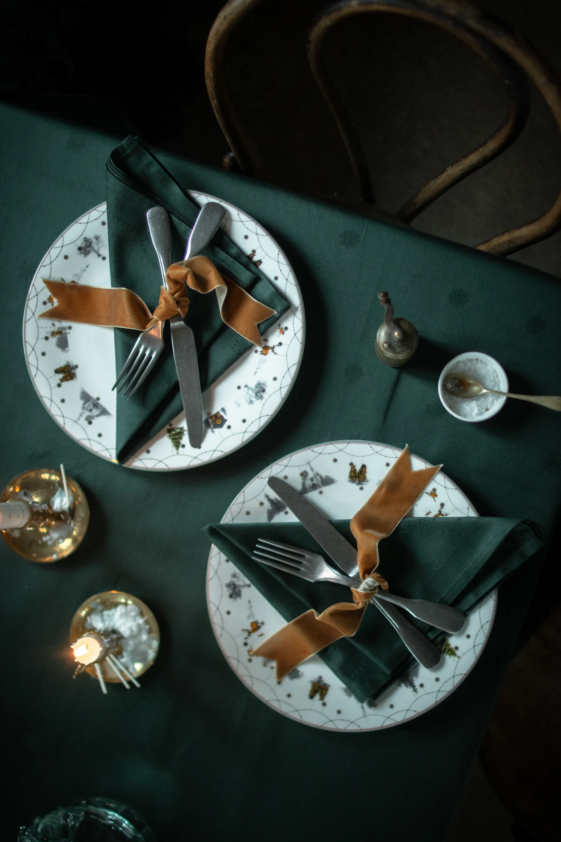 Julemorgen stoffen servet 45x45 cm 2-pack, Wit-groen Wik & Walsøe