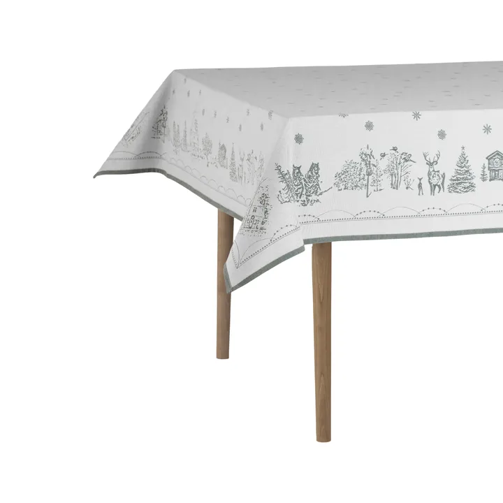 Julemorgen tafellaken - Wit-groen, 140x240 cm - Wik & Walsøe