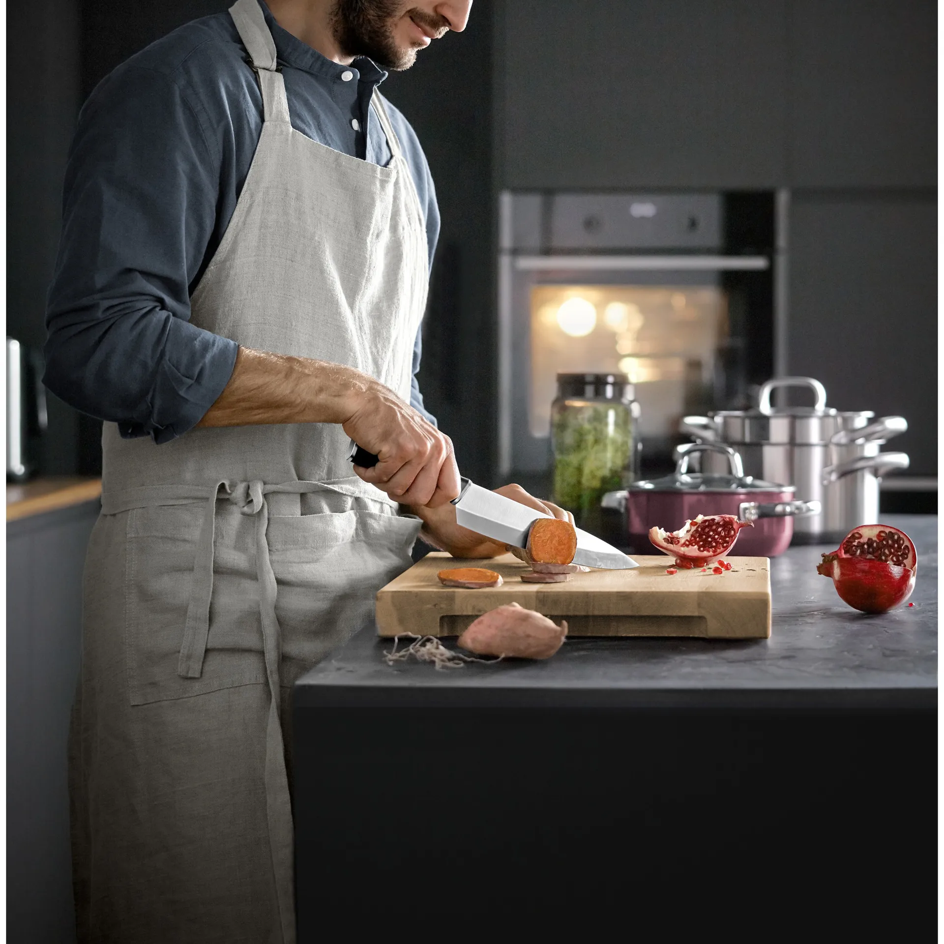 Kineo messenblok met 4 messen cromargan, Roestvrij staal WMF