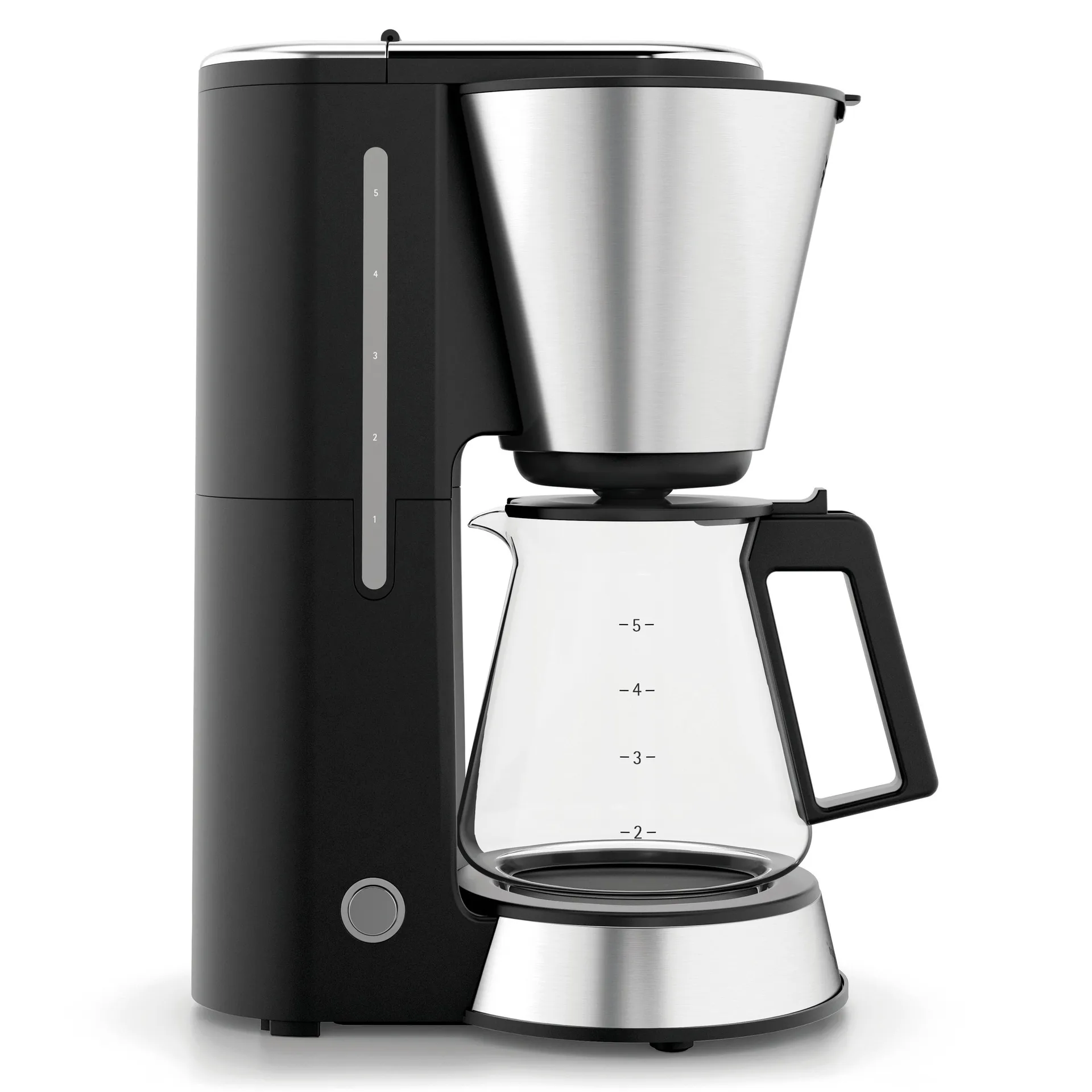 Kitchenminis koffiezetapparaat glas 5 kopjes, Zwart-zilver WMF