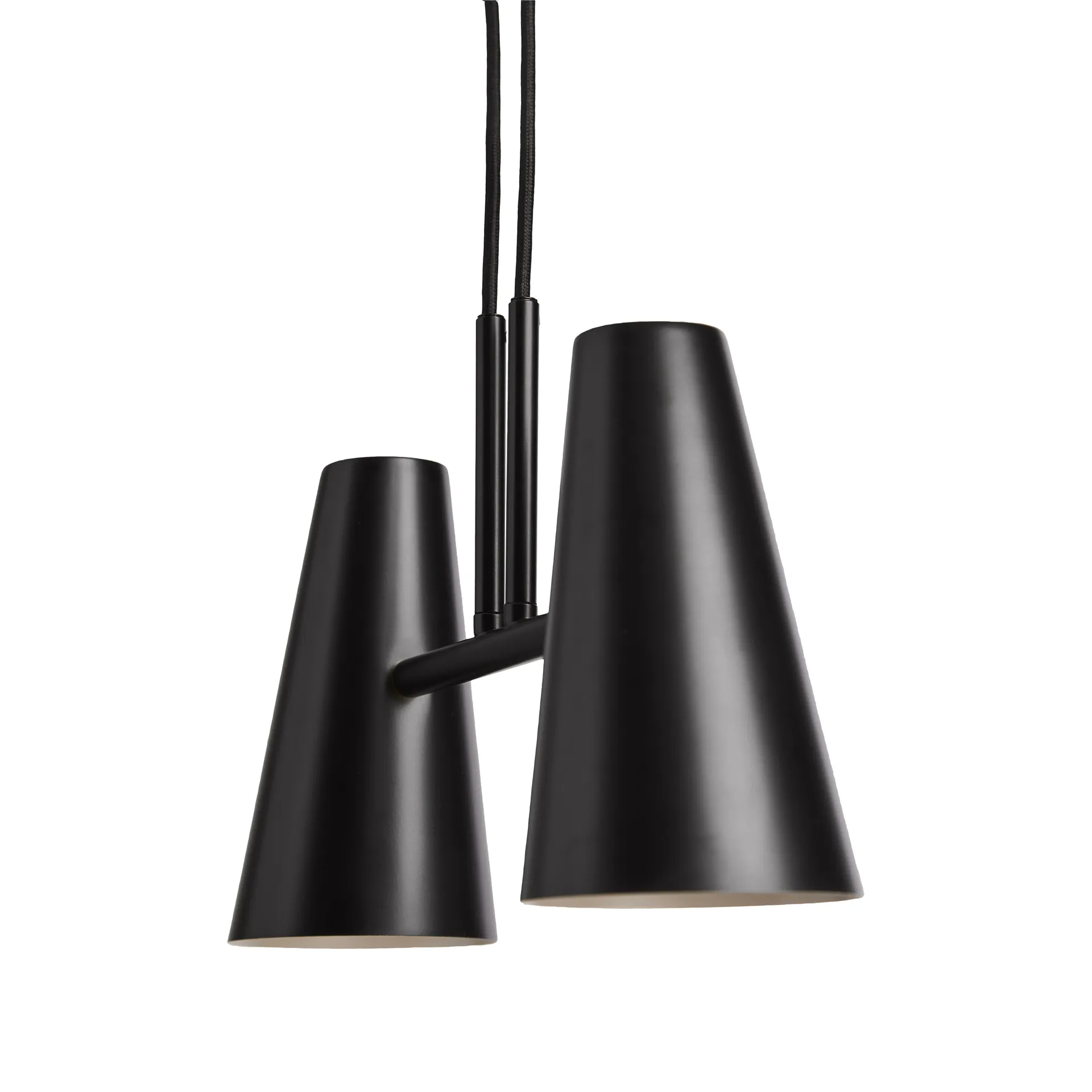 Cono hanglamp 2 kappen, Zwart Woud