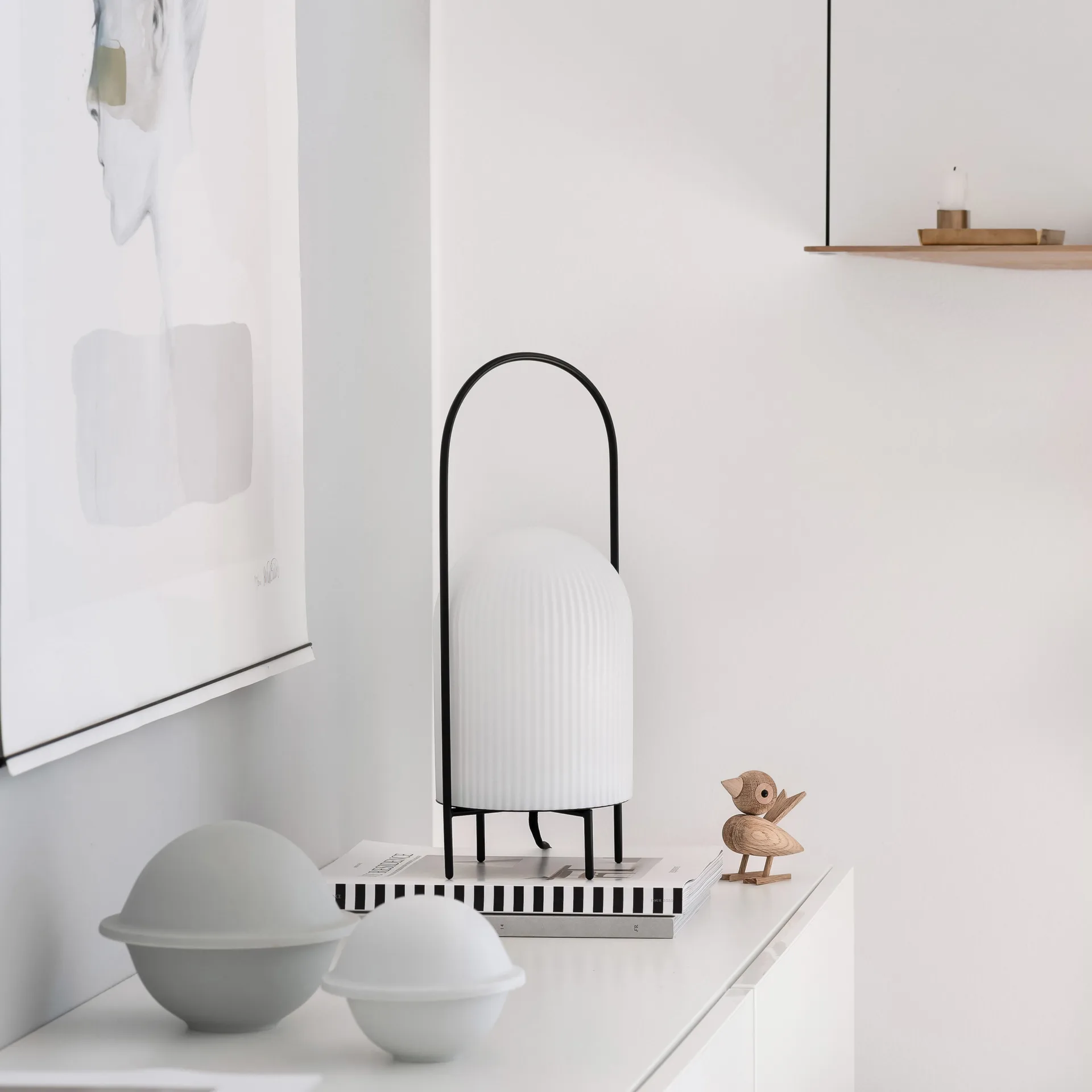 Ghost tafellamp, Zwart-wit opaalglas Woud