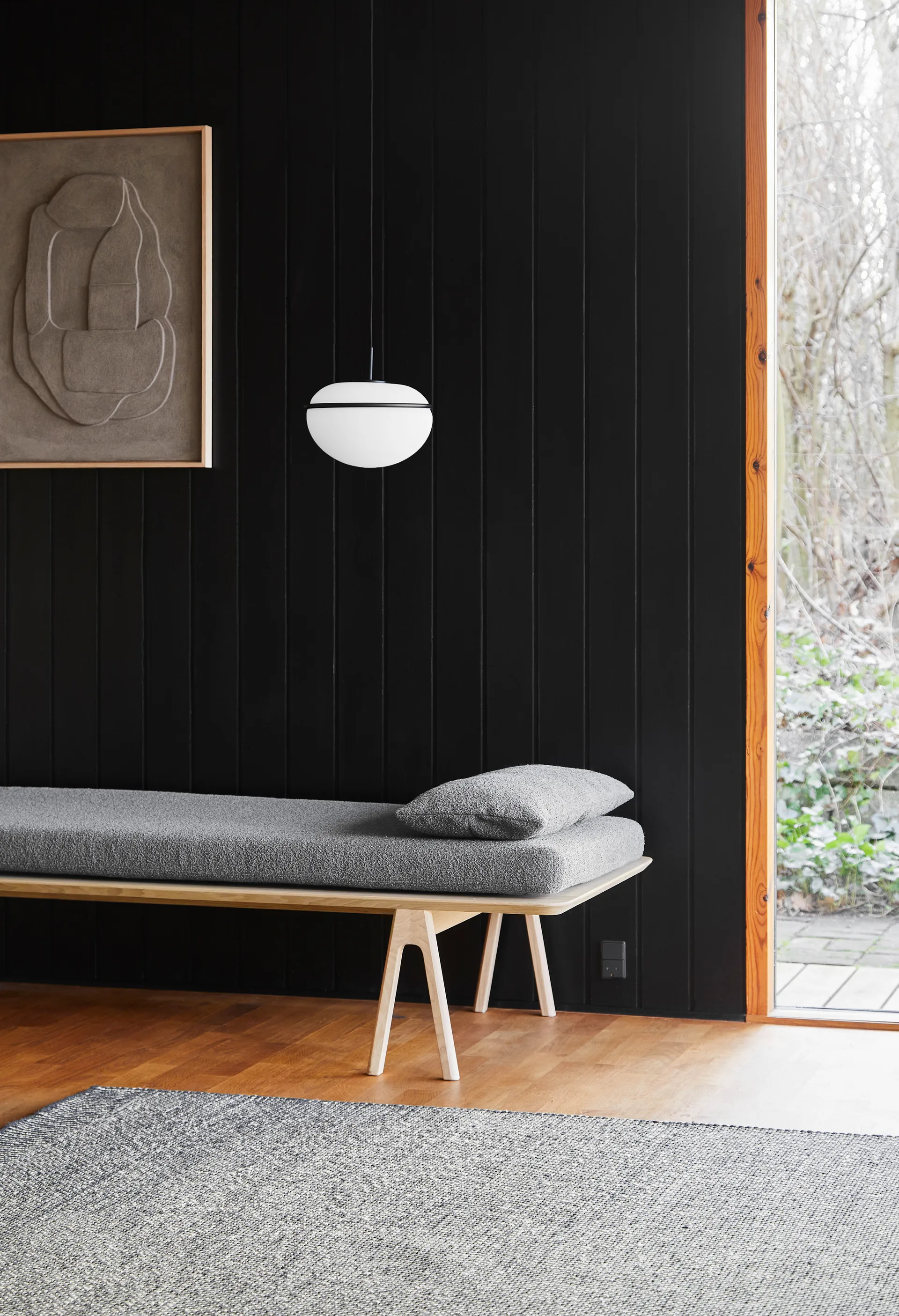 Pump hanglamp, zwart, opaal Woud