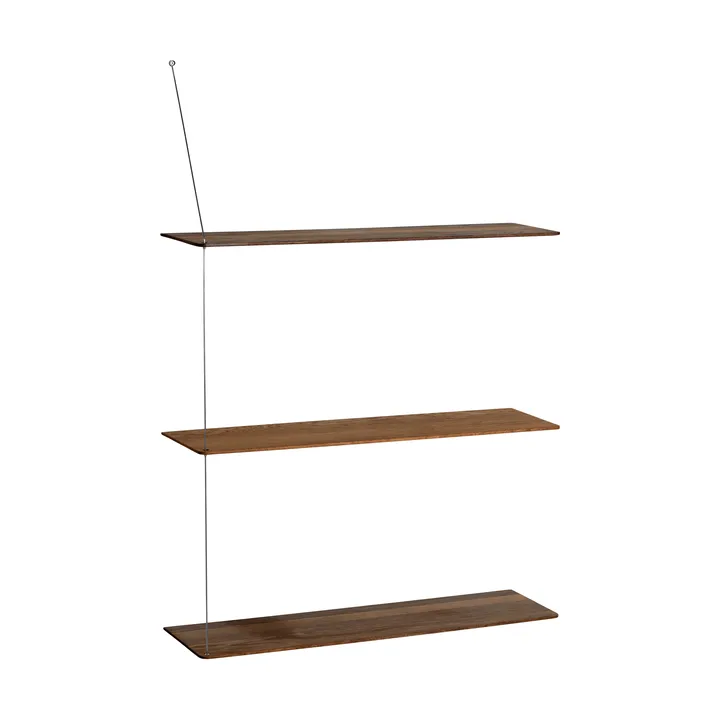 Stedge plank - Gerookt eiken-geborsteld staal, 80 cm, 3 legplanken - Woud