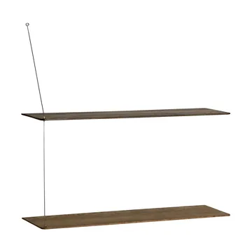 Stedge plank - Gerookte eik-geborsteld staal, 80 cm, 2 legplanken - Woud