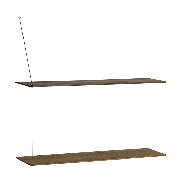 Stedge plank - Gerookte eik-geborsteld staal, 80 cm, 2 legplanken - Woud