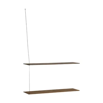 Stedge plank - Gerookte eik-geborsteld staal, 80 cm, 2 legplanken - Woud