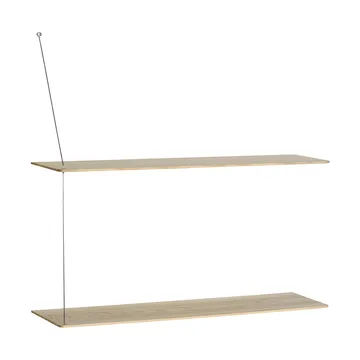 Stedge plank - Witgebeitst eik-geborsteld staal, 80 cm, 2 legplanken - Woud
