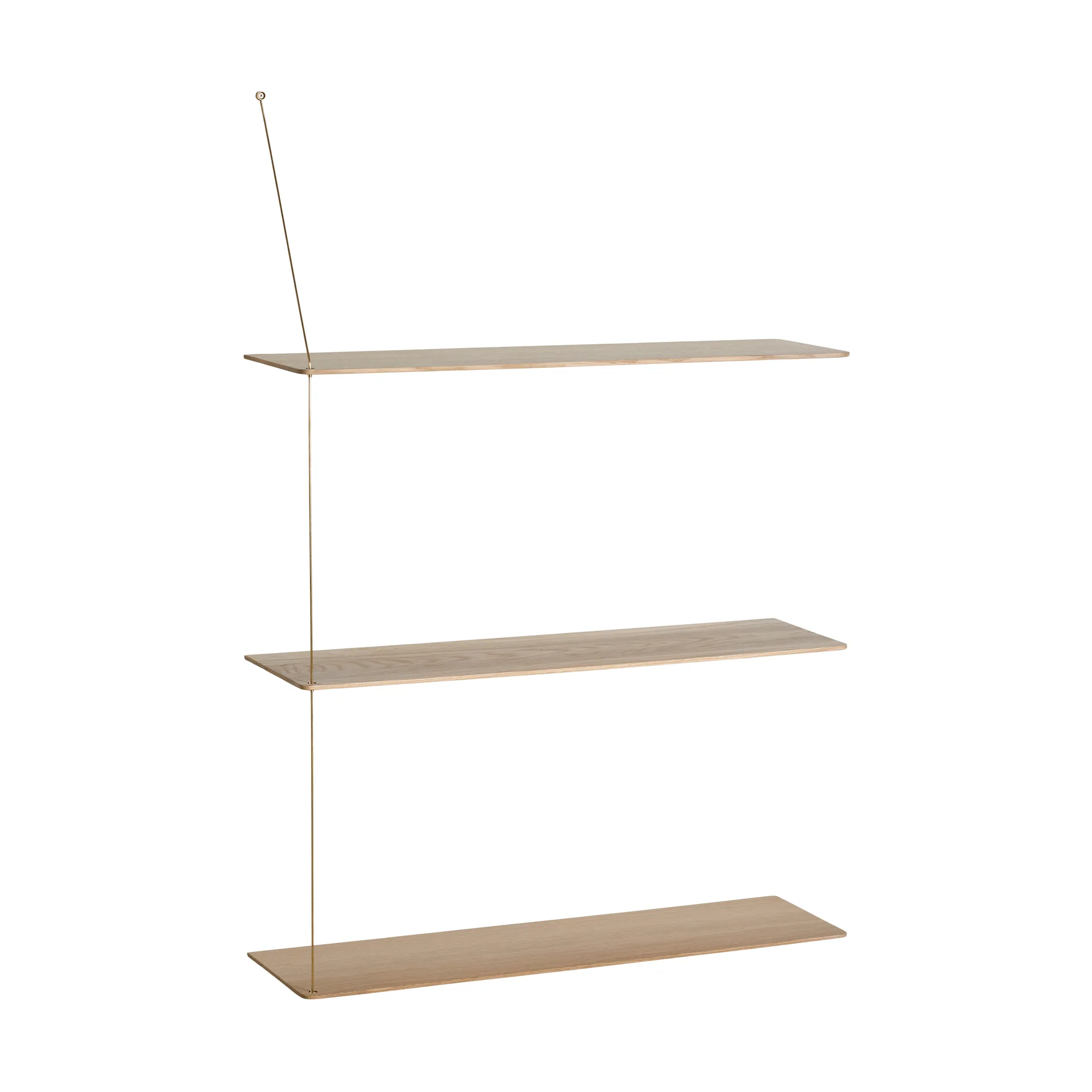 Stedge plank, Witgebeitst eik-messing, 80 cm, 3 legplanken Woud