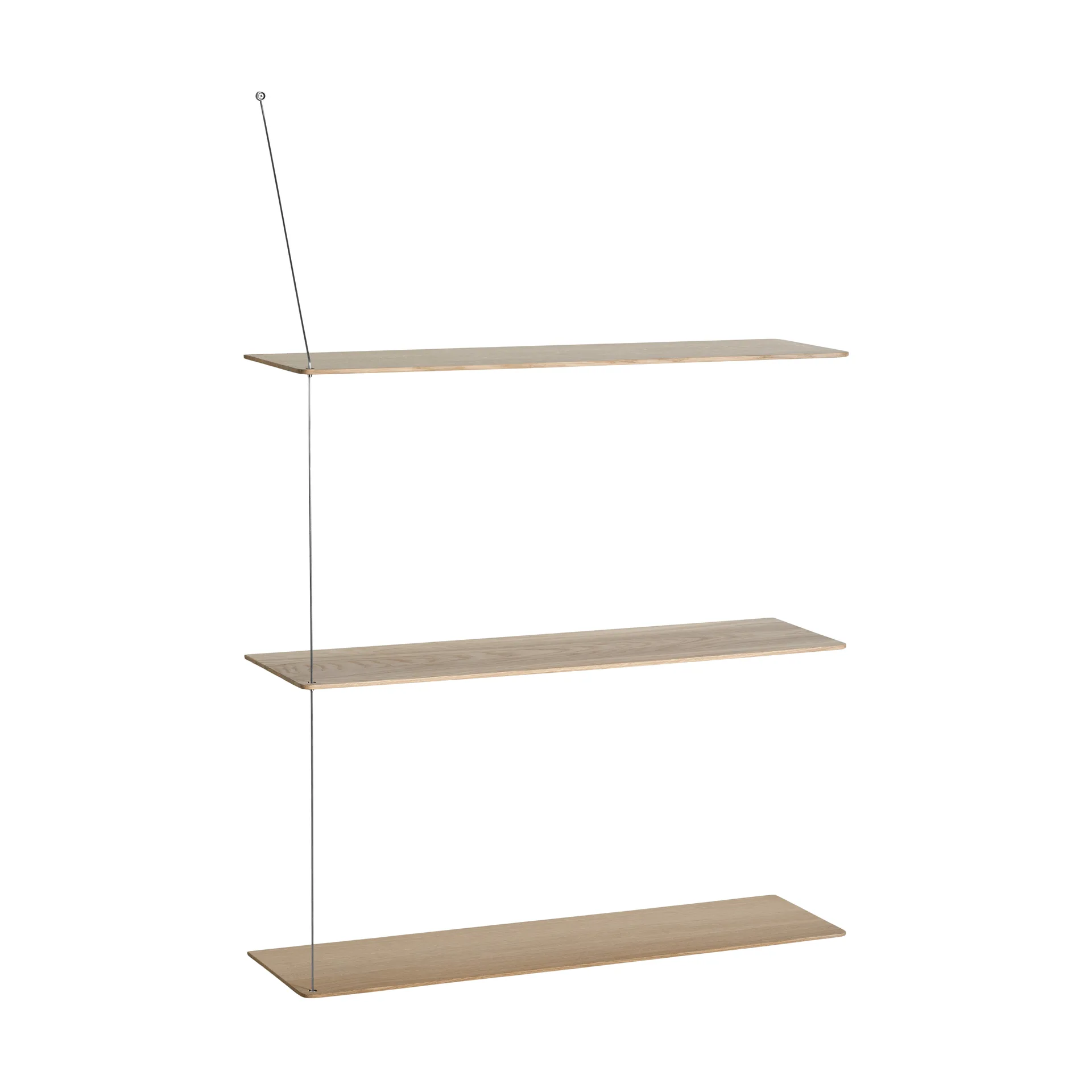 Stedge plank, Witgeolied eik-geborsteld staal, 80 cm, 3 legplanken Woud