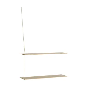 Stedge plank - Witgepigmenteerd eik-messing, 80 cm, 2 legplanken - Woud