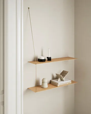 Stedge plank - Witgepigmenteerd eik-messing, 80 cm, 2 legplanken - Woud