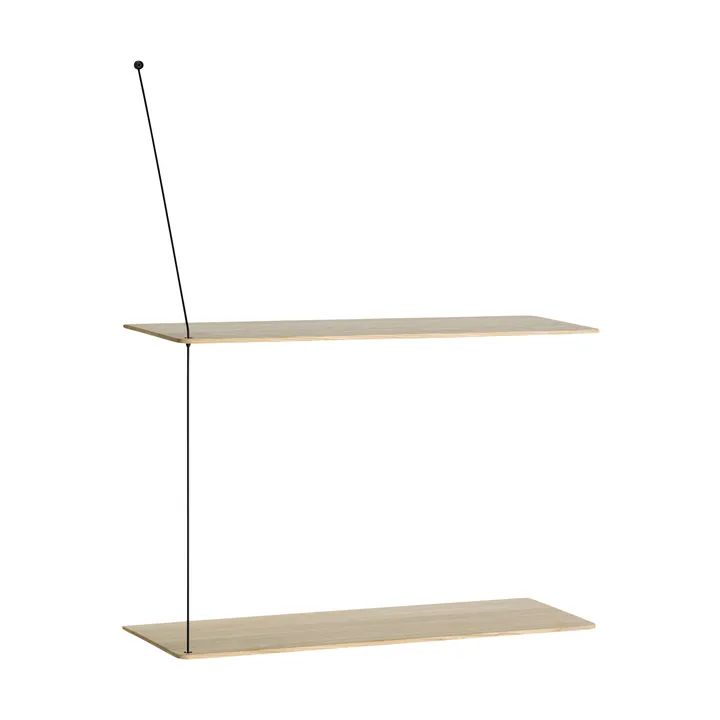 Stedge plank - Witgepigmenteerd eik-zwart, 2 legplanken, 60 cm - Woud