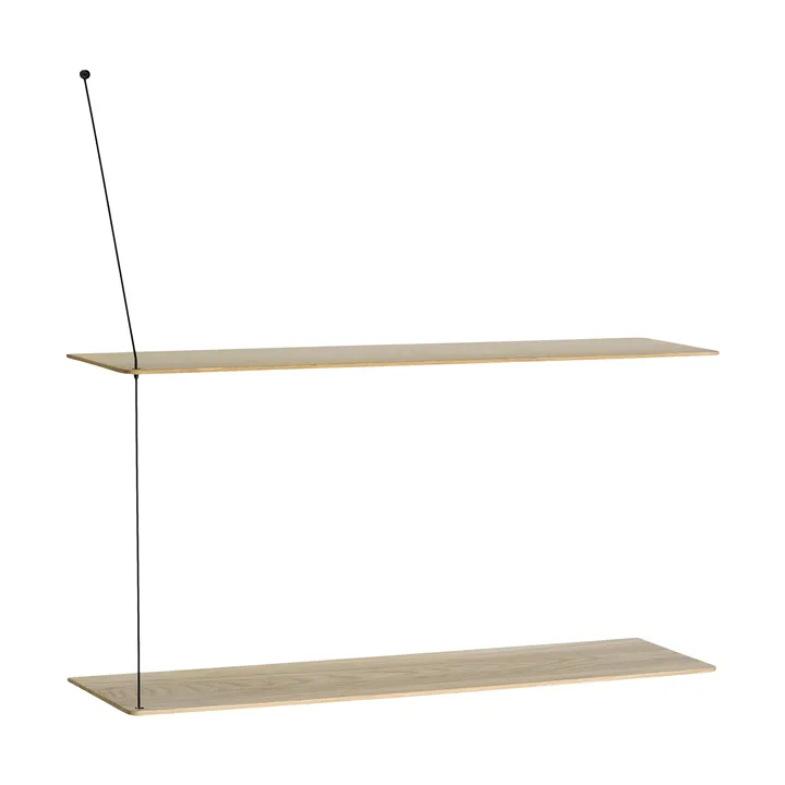 Stedge plank - Witgepigmenteerd eik-zwart, 80 cm, 2 legplanken - Woud