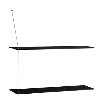 Stedge plank - Zwart eiken-geborsteld staal, 80 cm, 2 legplanken - Woud