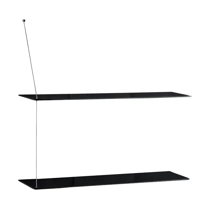 Stedge plank - Zwart eiken-geborsteld staal, 80 cm, 2 legplanken - Woud
