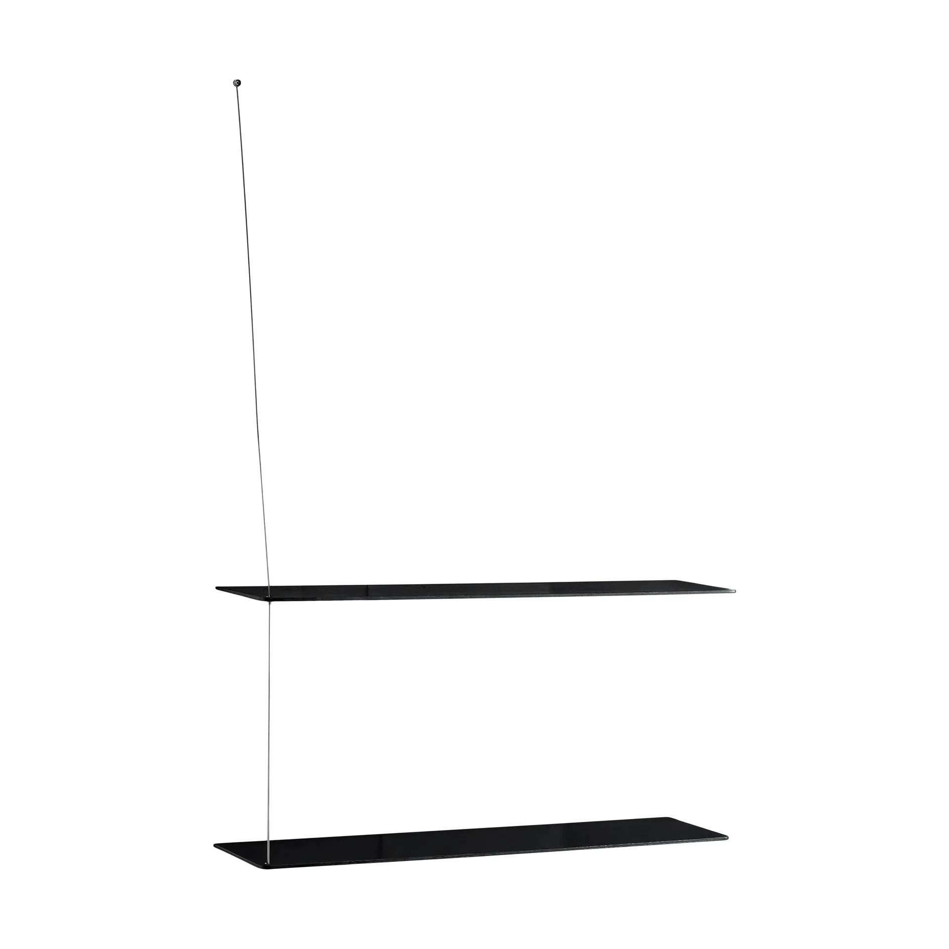 Stedge plank, Zwart eiken-geborsteld staal, 80 cm, 2 legplanken Woud