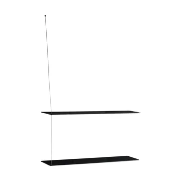 Stedge plank - Zwart eiken-geborsteld staal, 80 cm, 2 legplanken - Woud