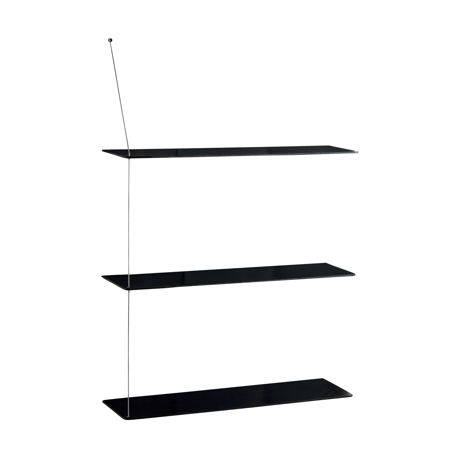 Stedge plank, Zwart eiken-geborsteld staal, 80 cm, 3 legplanken Woud