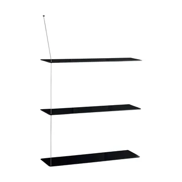 Stedge plank - Zwart eiken-geborsteld staal, 80 cm, 3 legplanken - Woud