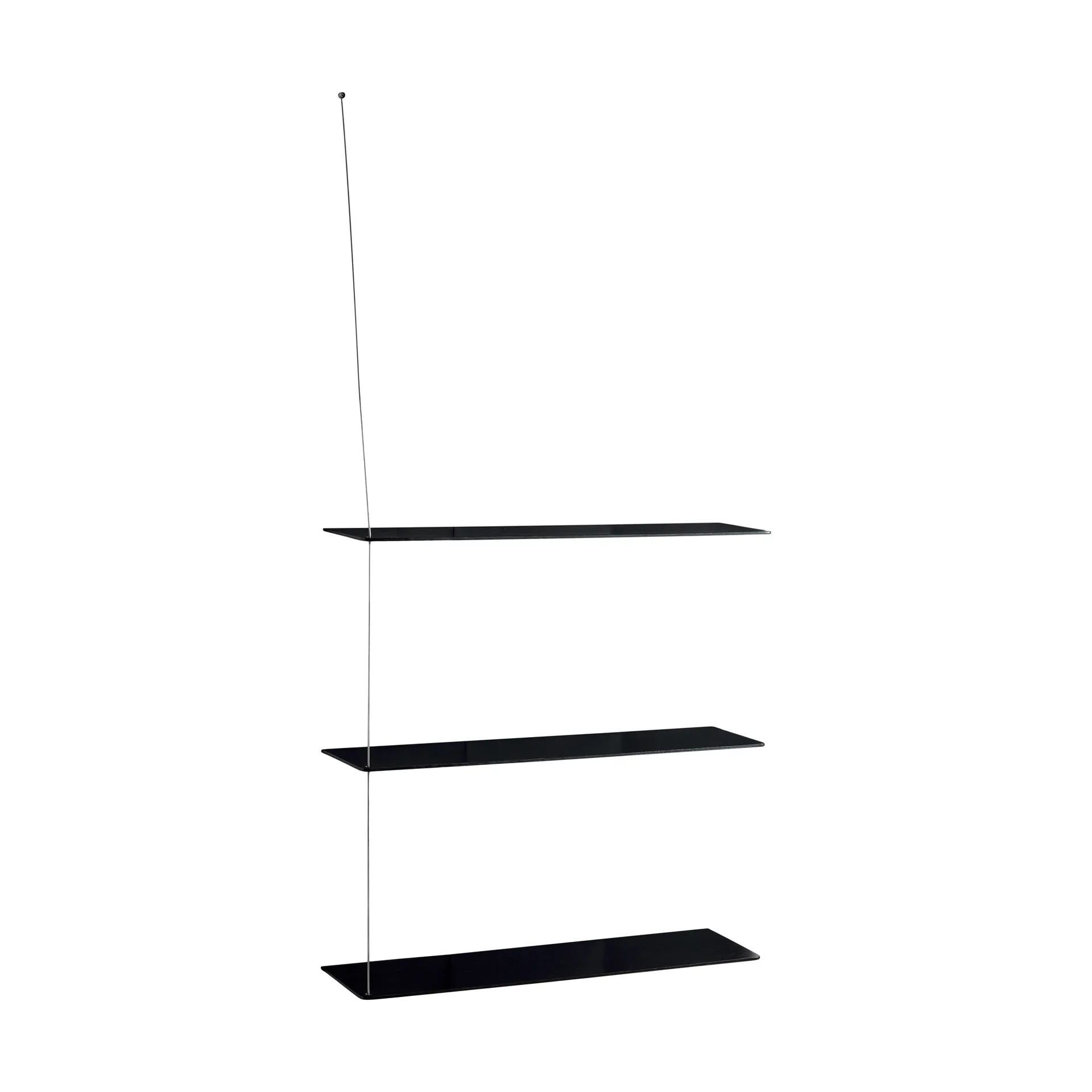 Stedge plank, Zwart eiken-geborsteld staal, 80 cm, 3 legplanken Woud