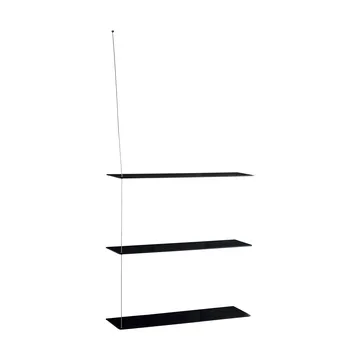 Stedge plank - Zwart eiken-geborsteld staal, 80 cm, 3 legplanken - Woud