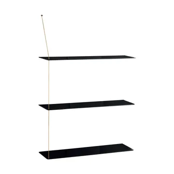 Stedge plank - Zwart eiken-messing, 80 cm, 3 legplanken - Woud