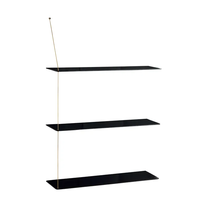 Stedge plank - Zwart eiken-messing, 80 cm, 3 legplanken - Woud