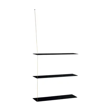 Stedge plank - Zwart eiken-messing, 80 cm, 3 legplanken - Woud