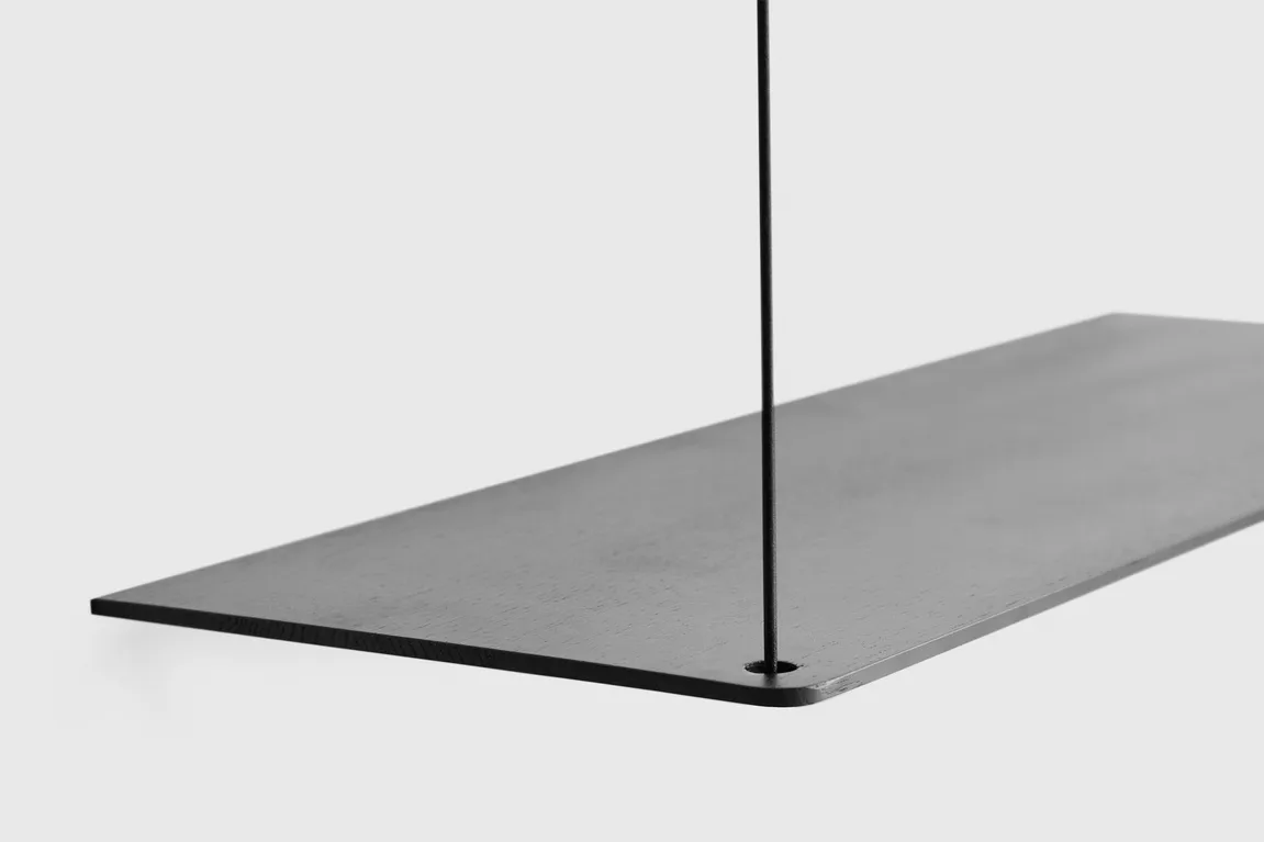 Stedge plank, Zwartgeschilderd essenhout, 80 cm Woud