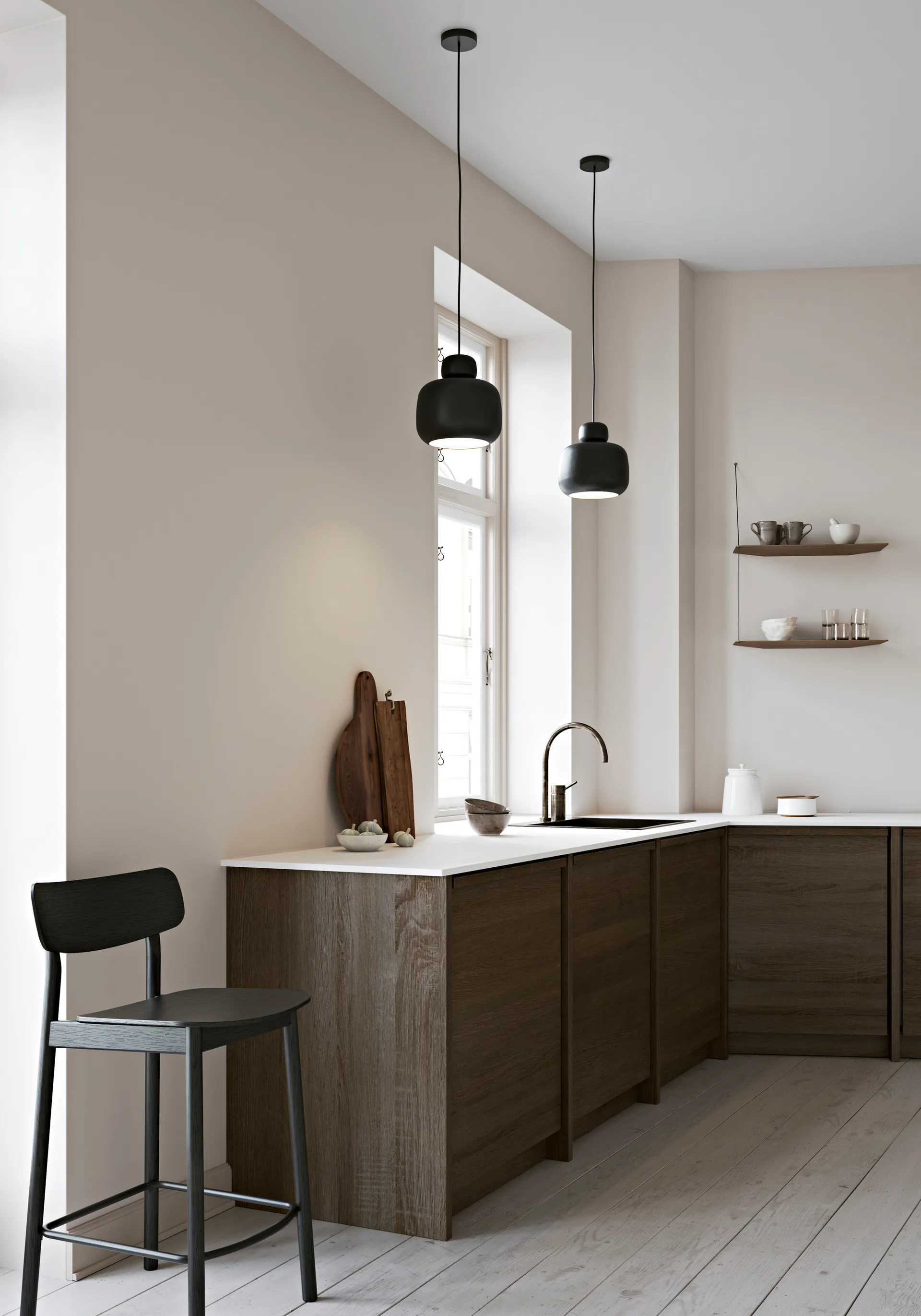 Stone hanglamp large, Black Woud