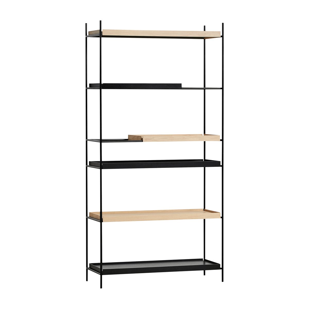 Woud Tray rek hoog eikenhout, 100x201 cm Style 3 | Scandinavisch Interieur | Planken & planksystemen | Zwart