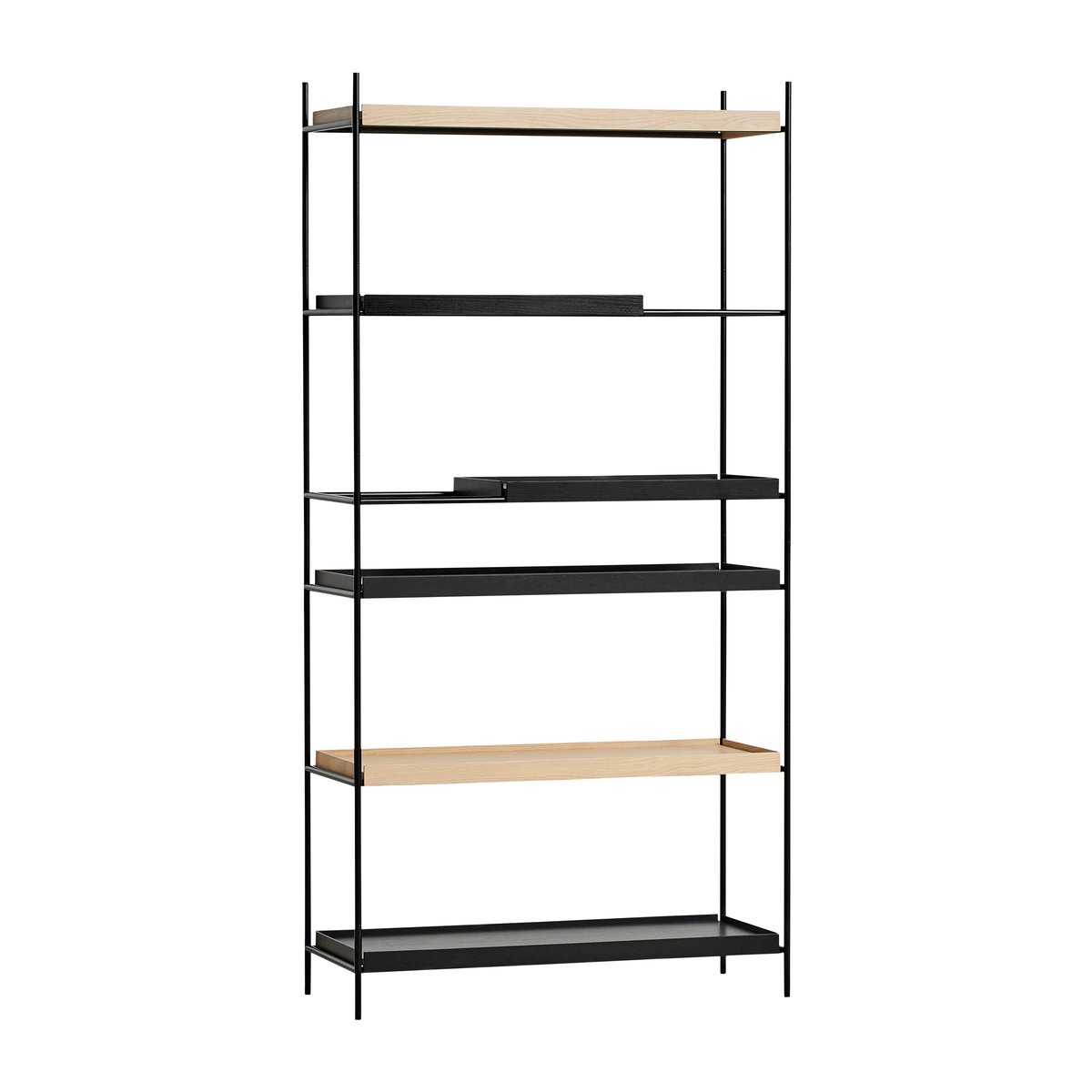 Woud Tray rek hoog eikenhout, 100x201 cm Style 4 | Scandinavisch Interieur | Planken & planksystemen | Zwart