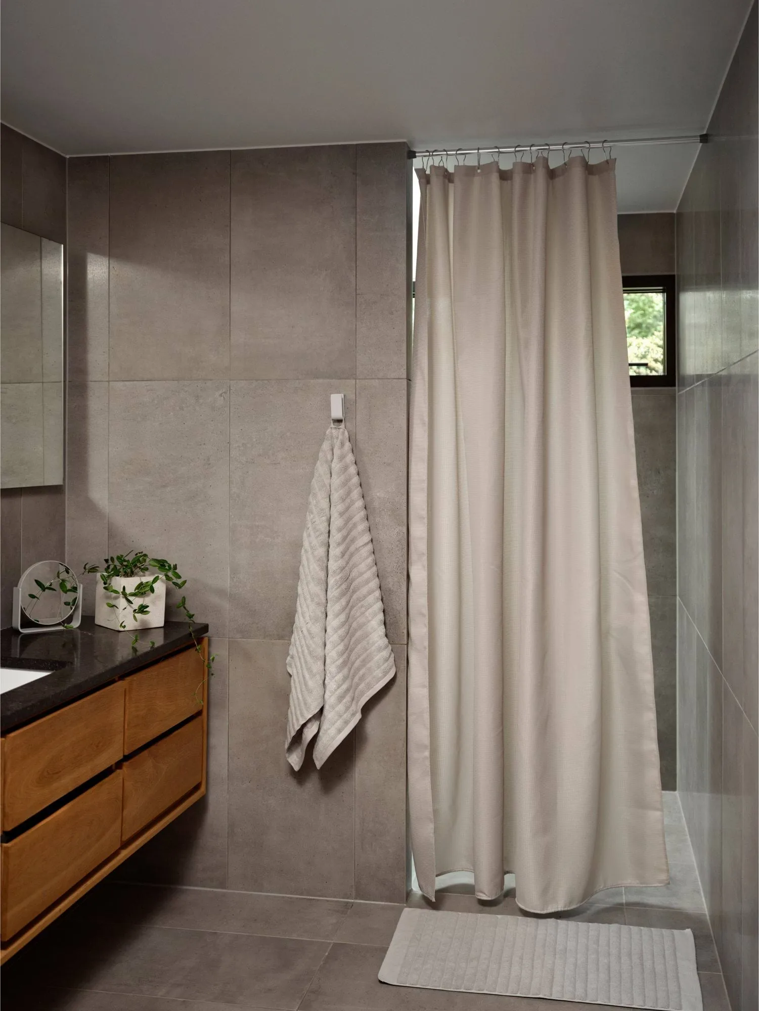 Lux douchegordijn, Soft grey, 180x220 cm Zone Denmark