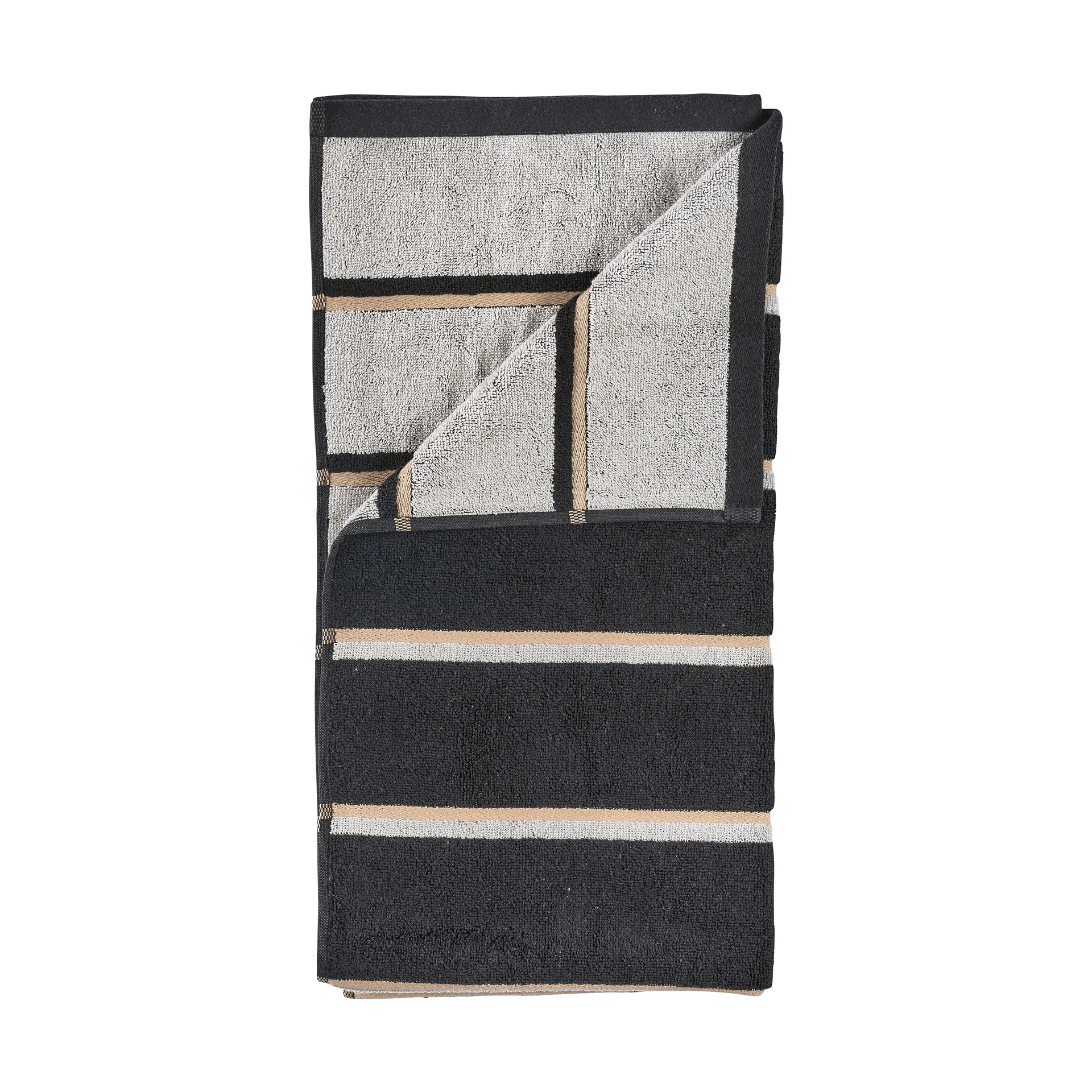 Sauna handdoek, Black-soft grey-camel, 70x140 cm Zone Denmark