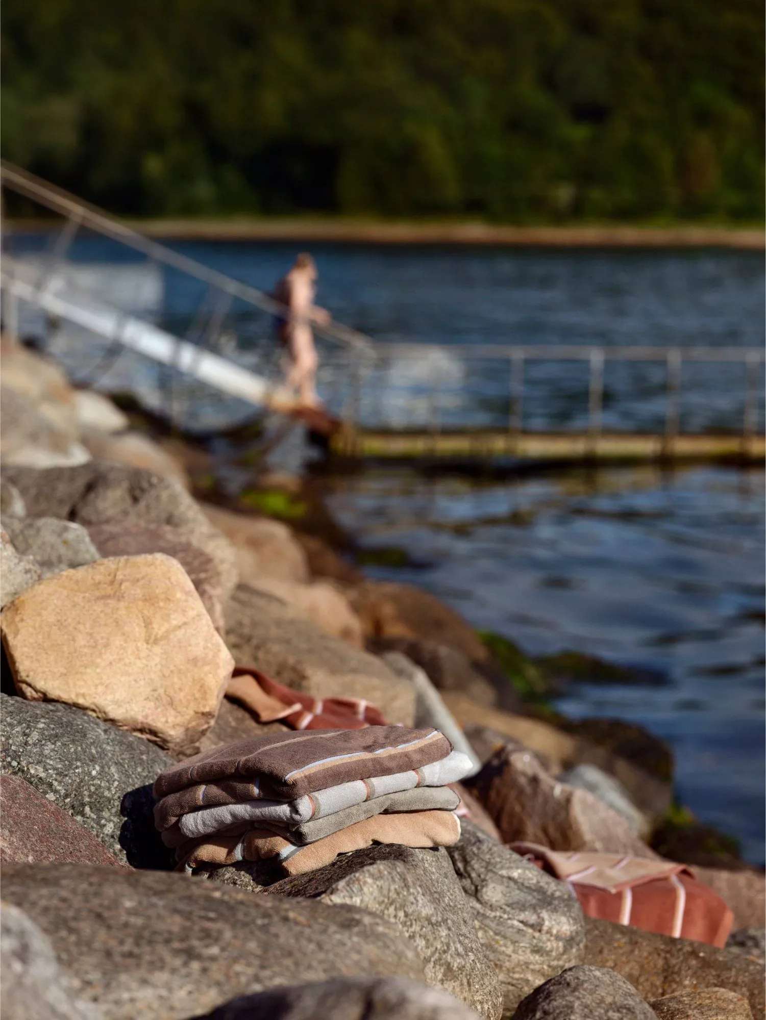 Sauna handdoek, Soft grey-eucalyptus-terracotta, 70x140 cm Zone Denmark