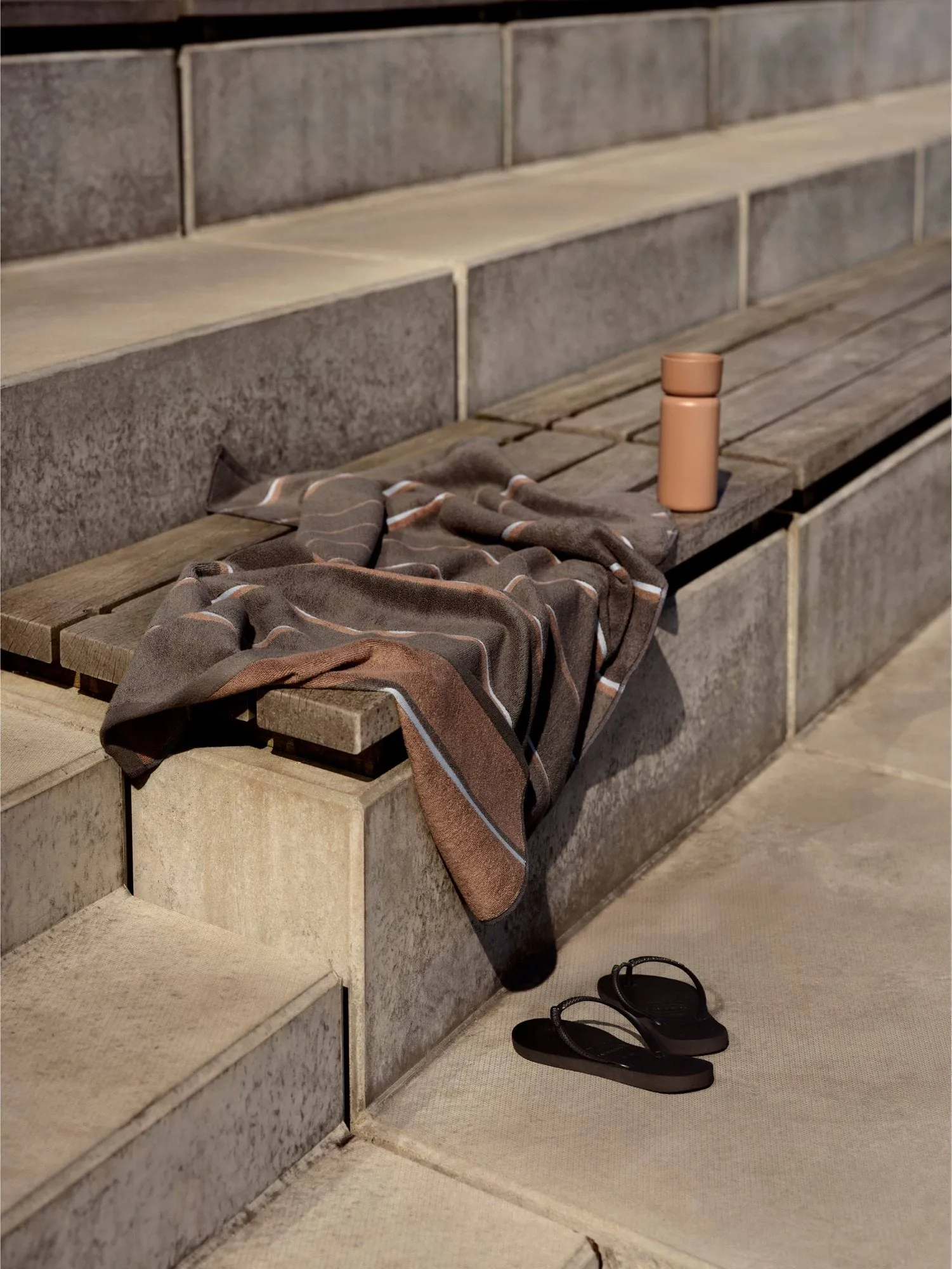 Sauna handdoek, Taupe-camel-sky blue, 70x140 cm Zone Denmark