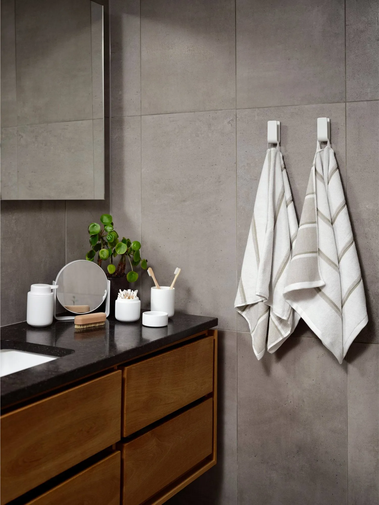 Sauna handdoek, White-soft grey-eucalyptus, 50x100 cm Zone Denmark