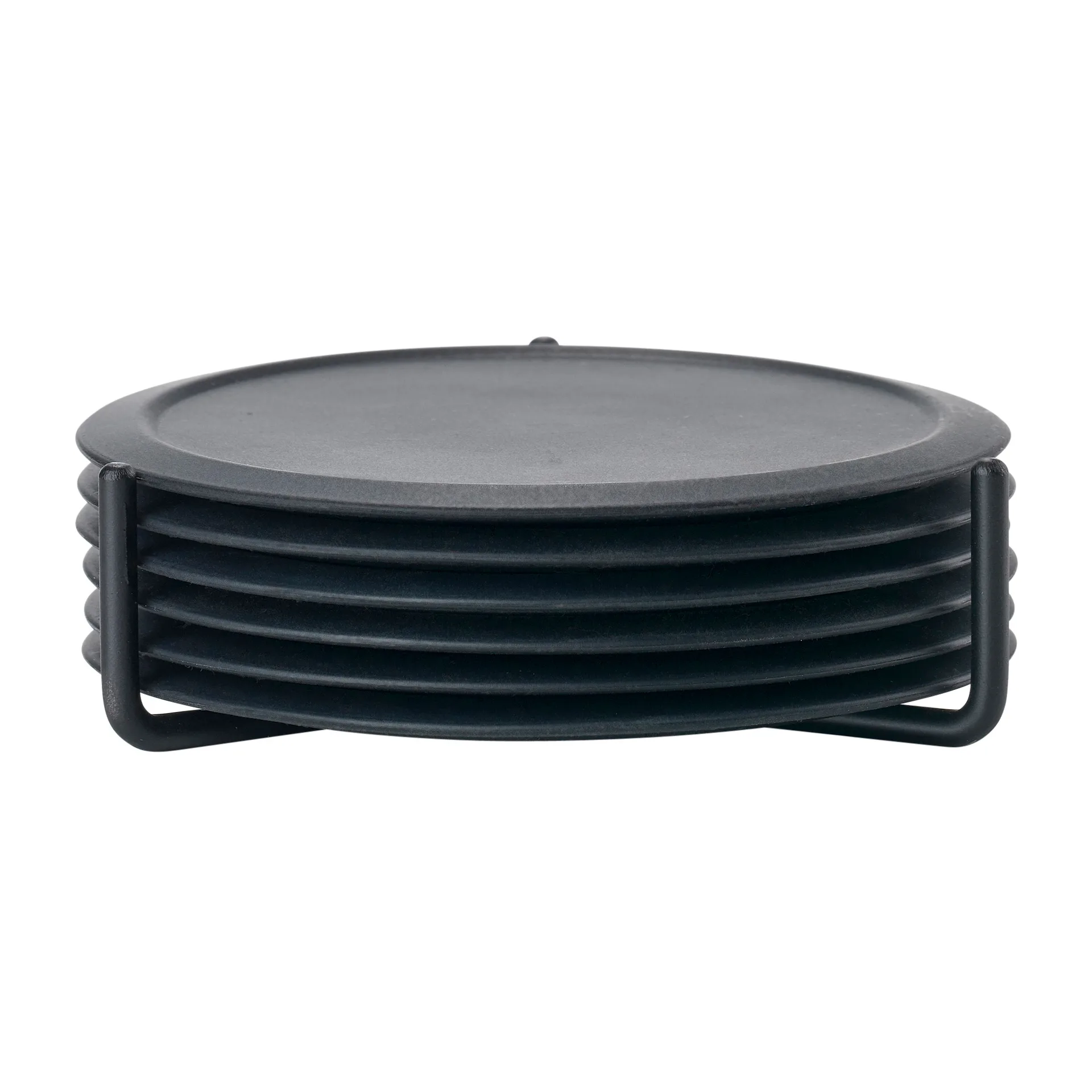 Singles glasonderzetter 6-pack met houder, Black Zone Denmark