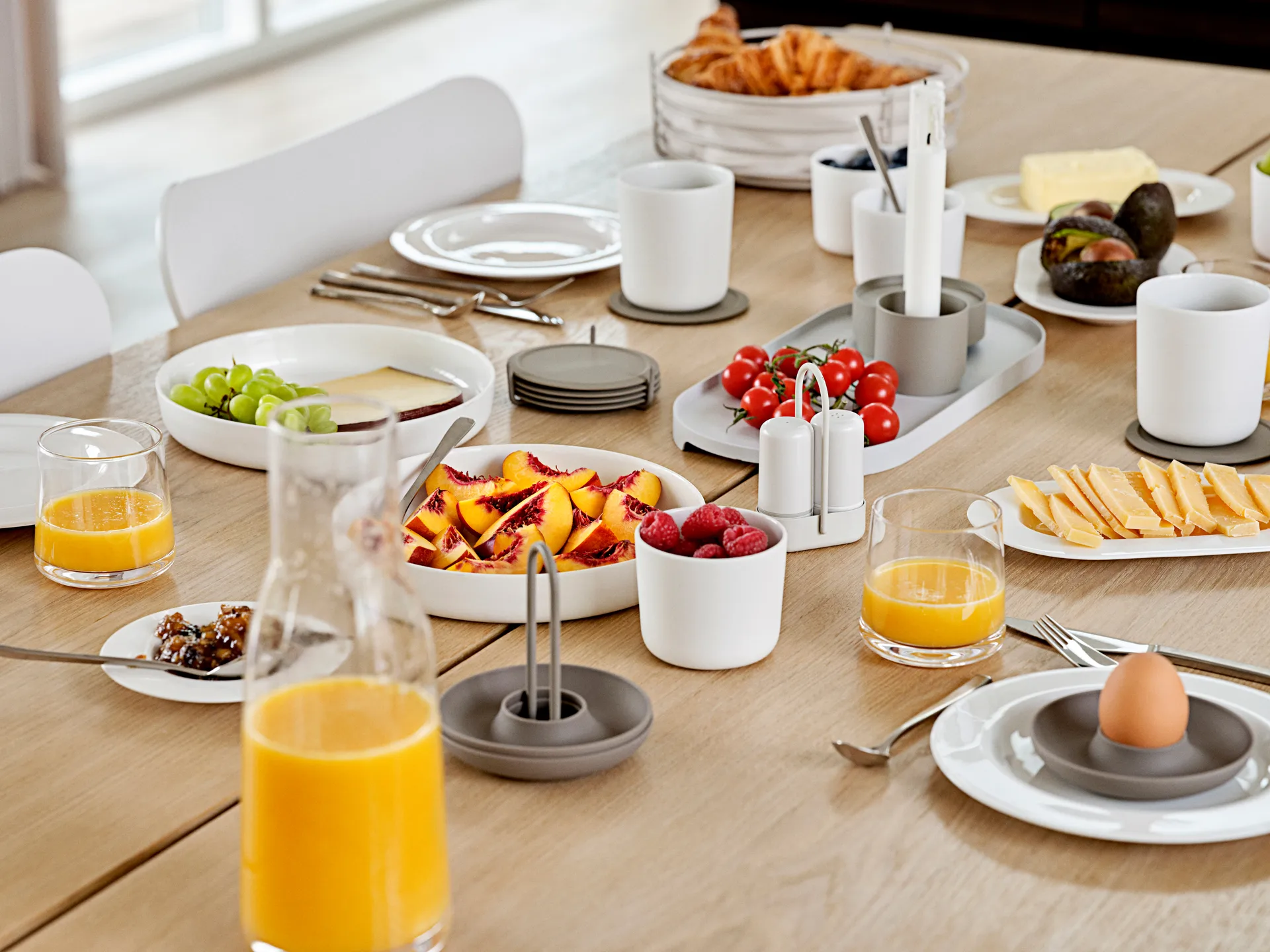 Singles glasonderzetter 6-pack met houder, Taupe Zone Denmark