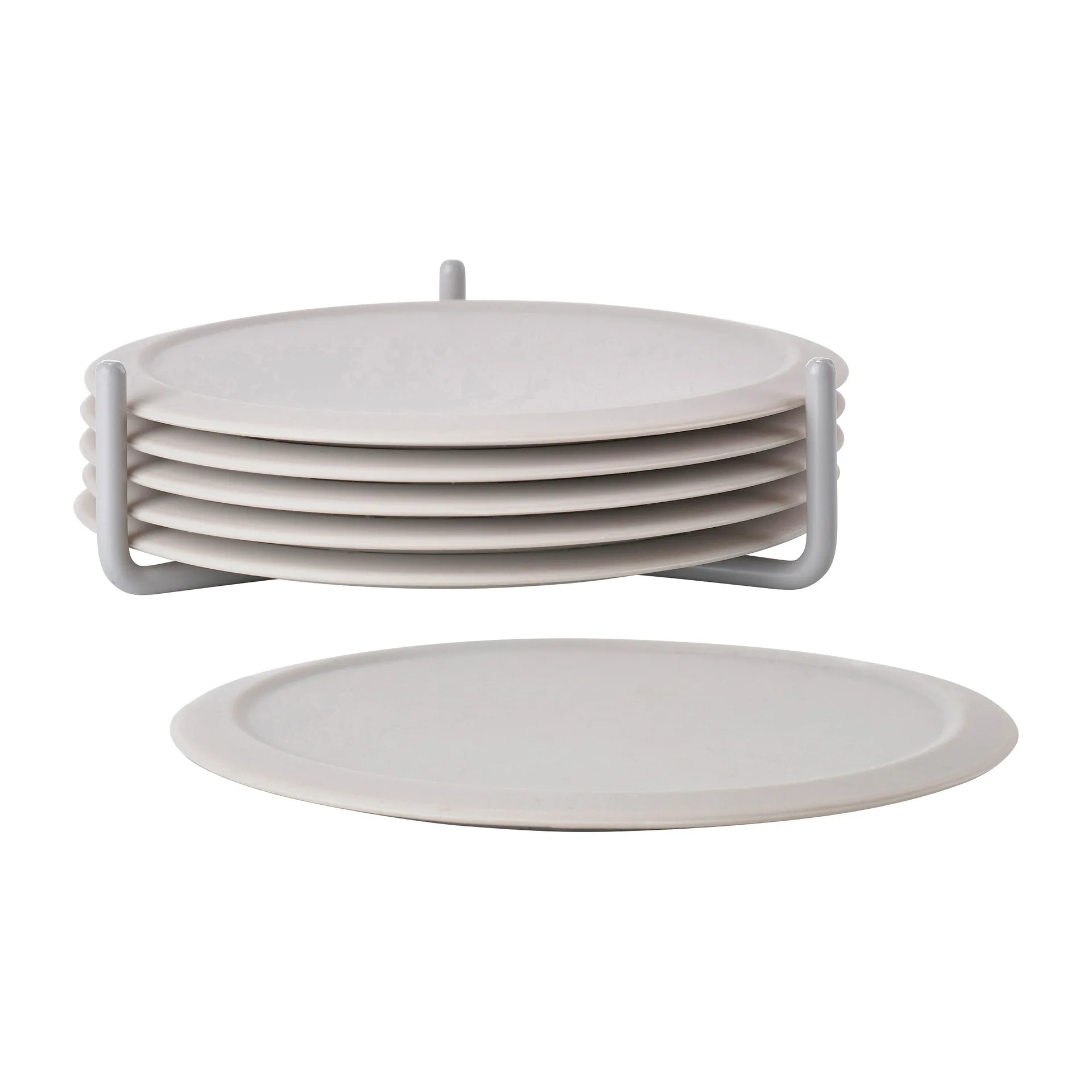 Singles glasonderzetter 6-pack met houder, Warm grey Zone Denmark